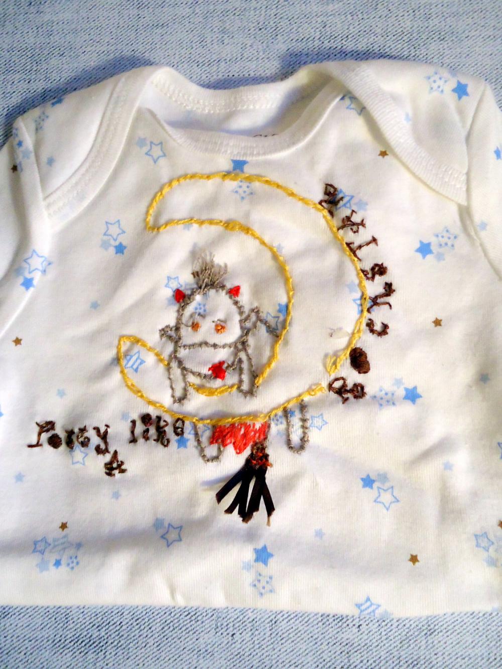 Space Motif Onesie Handmade Cow and Moon