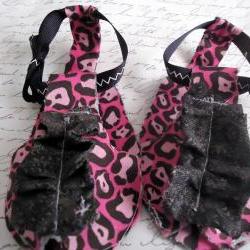 T Strap Sandals Pink Leopard For Babies