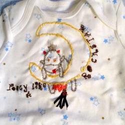 Space Motif Onesie Handmade Cow and Moon