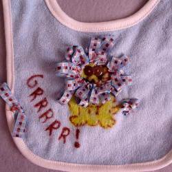 REVERSIBLE Handpainted Bib Ribbons And Funny Phrase