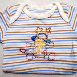 Sock Monkey Onsie Hand Embroidered For Newborn Boy